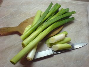 Leeks waiting to be cooked