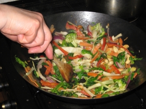 Vegetables being stir-fried